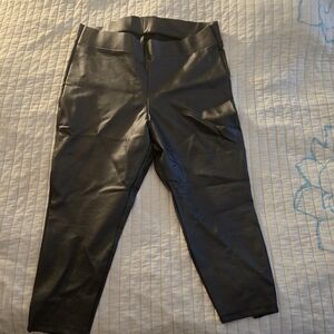 Torrid Goth Black Faux Leather Leggings With Calf Design